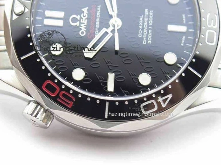 1228 Seamaster 300M 007 SS MK 1:1 Best Edition Black 007 Dial Ceramic Bezel On SS Bracelet A EasyCare 8178